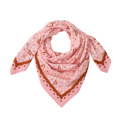 fond rose / motif marron