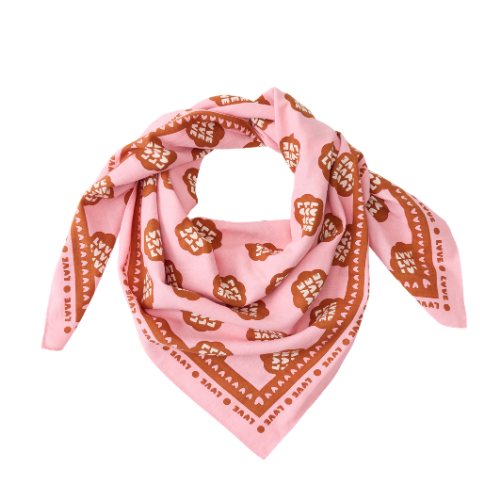 fond rose / motif marron