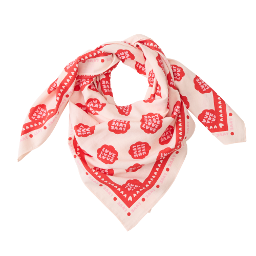 fond beige / motif rouge